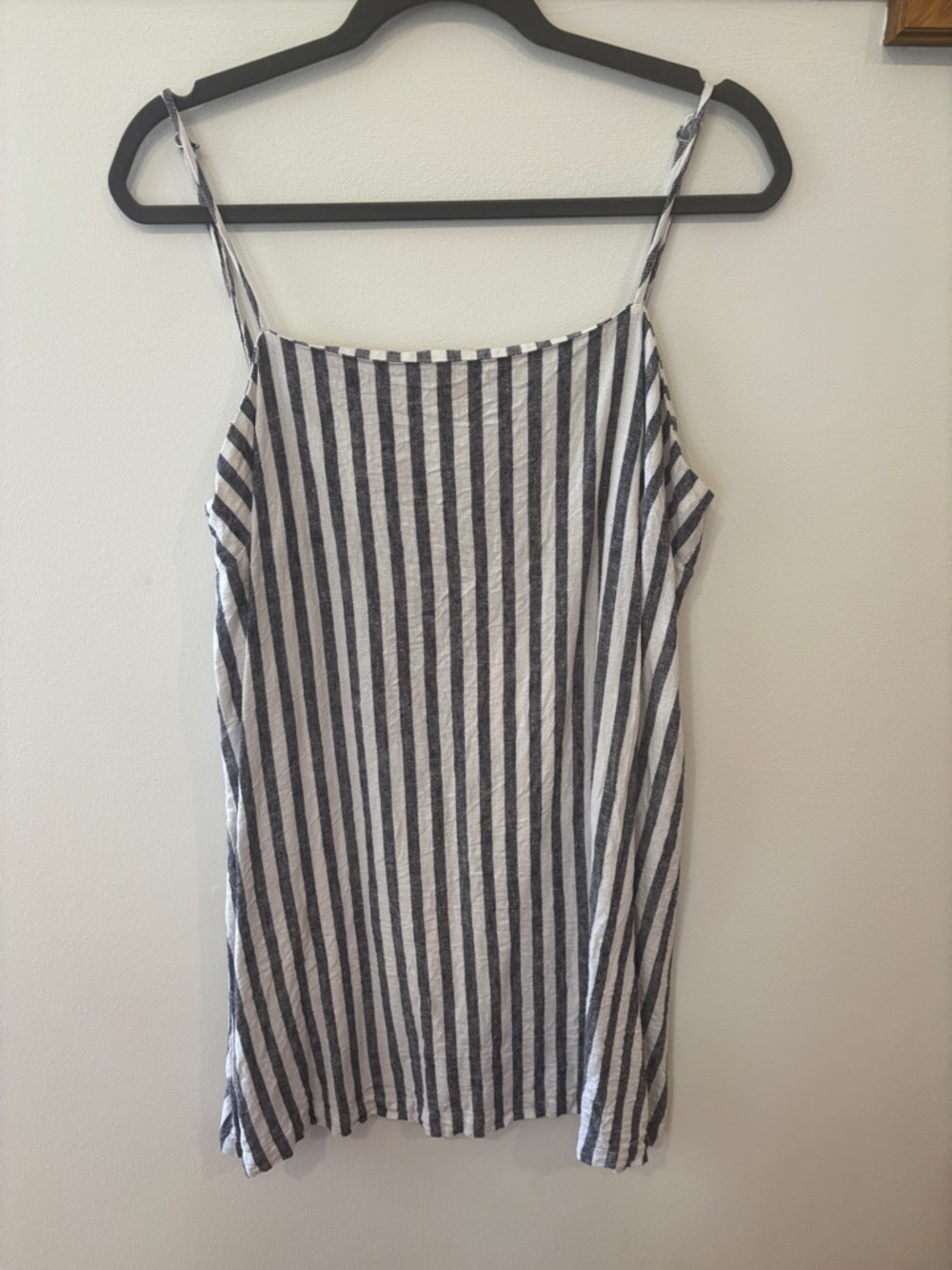 A New Day Navy and White Vertical Stripe Spaghetti Strap Dress - Women’s L